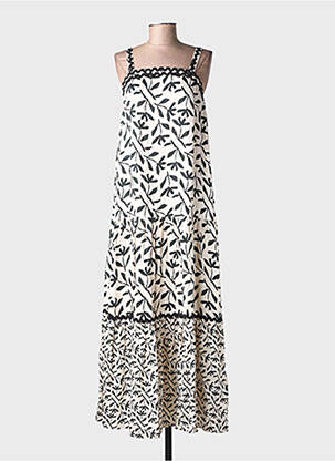Robe longue tissage popeline sans manche noir NEKANE femme