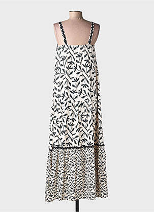 Robe longue tissage popeline sans manche noir NEKANE femme