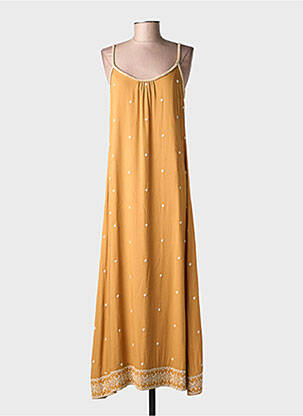 Robe longue coupe fluide fines bretelles jaune SURKANA femme