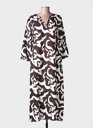 Robe longue manches longues manches longues marron STREET ONE femme