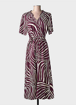 Robe longue tissage popeline manches courtes violet STREET ONE femme