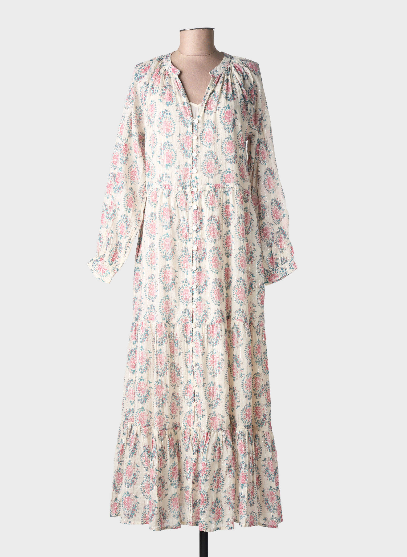 Robe longue manches longues manches longues beige MAISON HOTEL femme