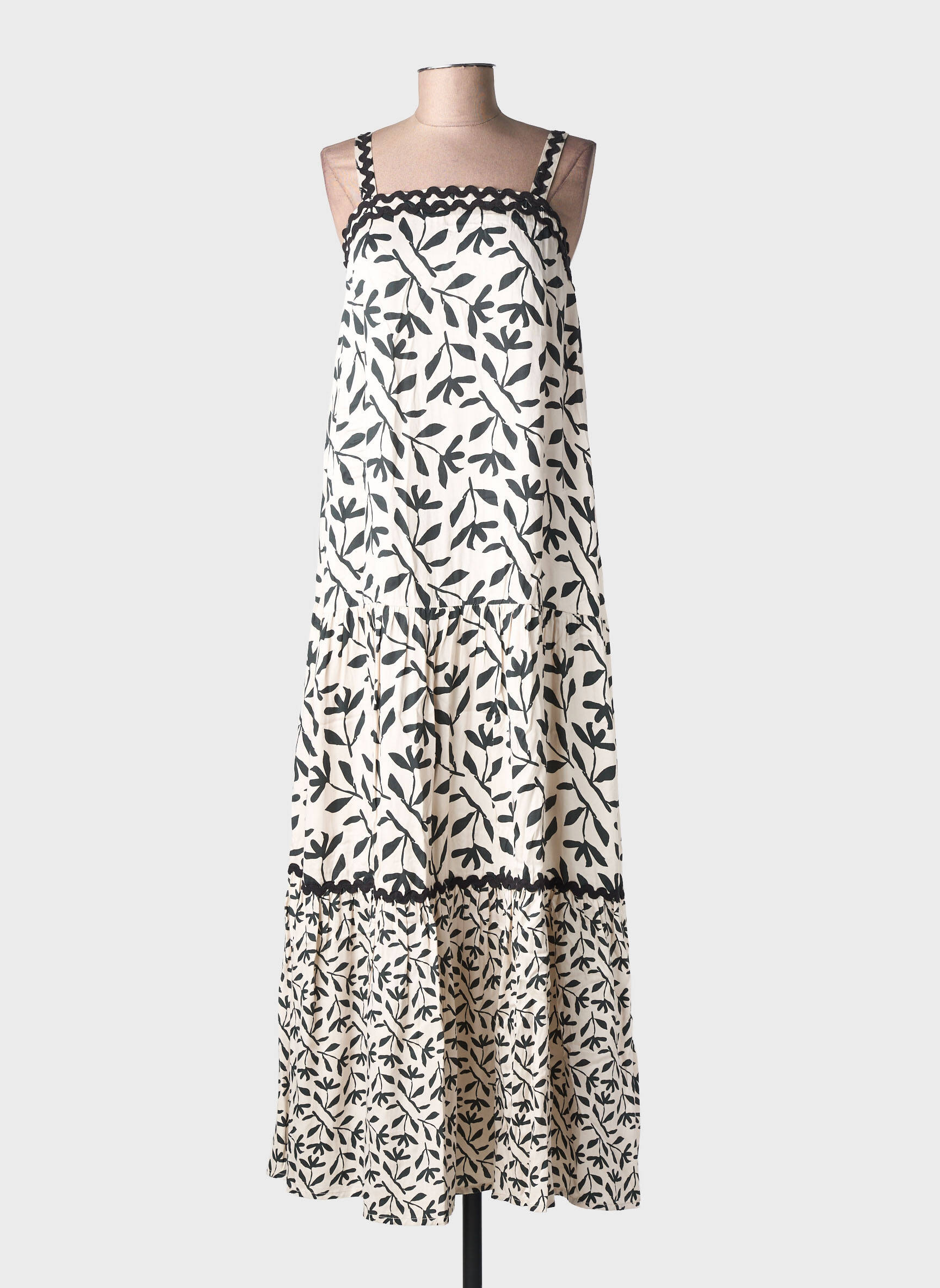 Robe longue imprimé fantaisie sans manche noir NEKANE femme