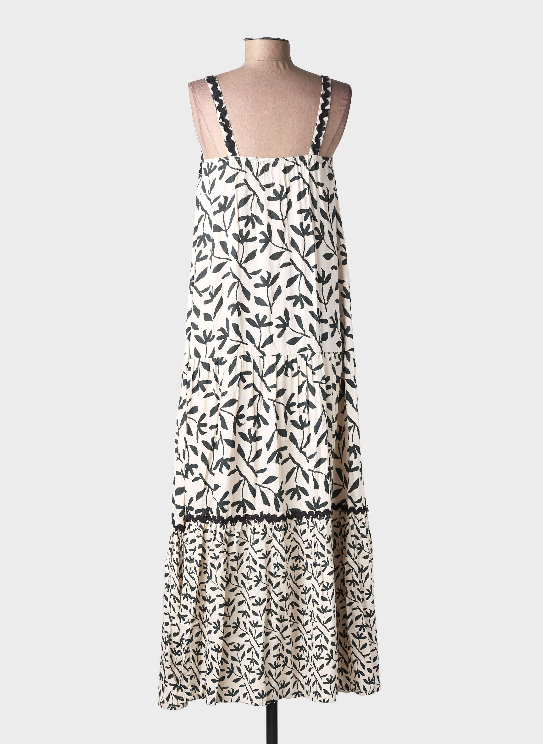 Robe longue imprimé fantaisie sans manche noir NEKANE femme