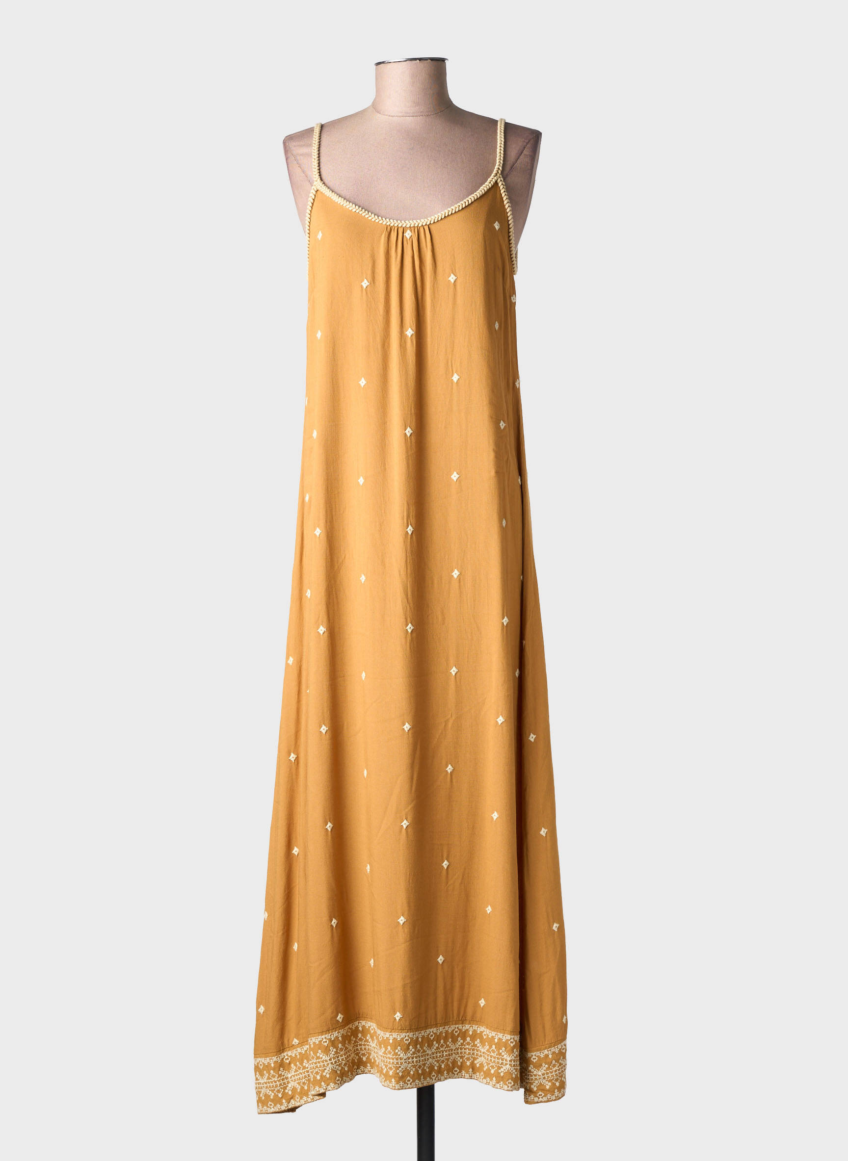 Robe longue coupe fluide fines bretelles jaune SURKANA femme