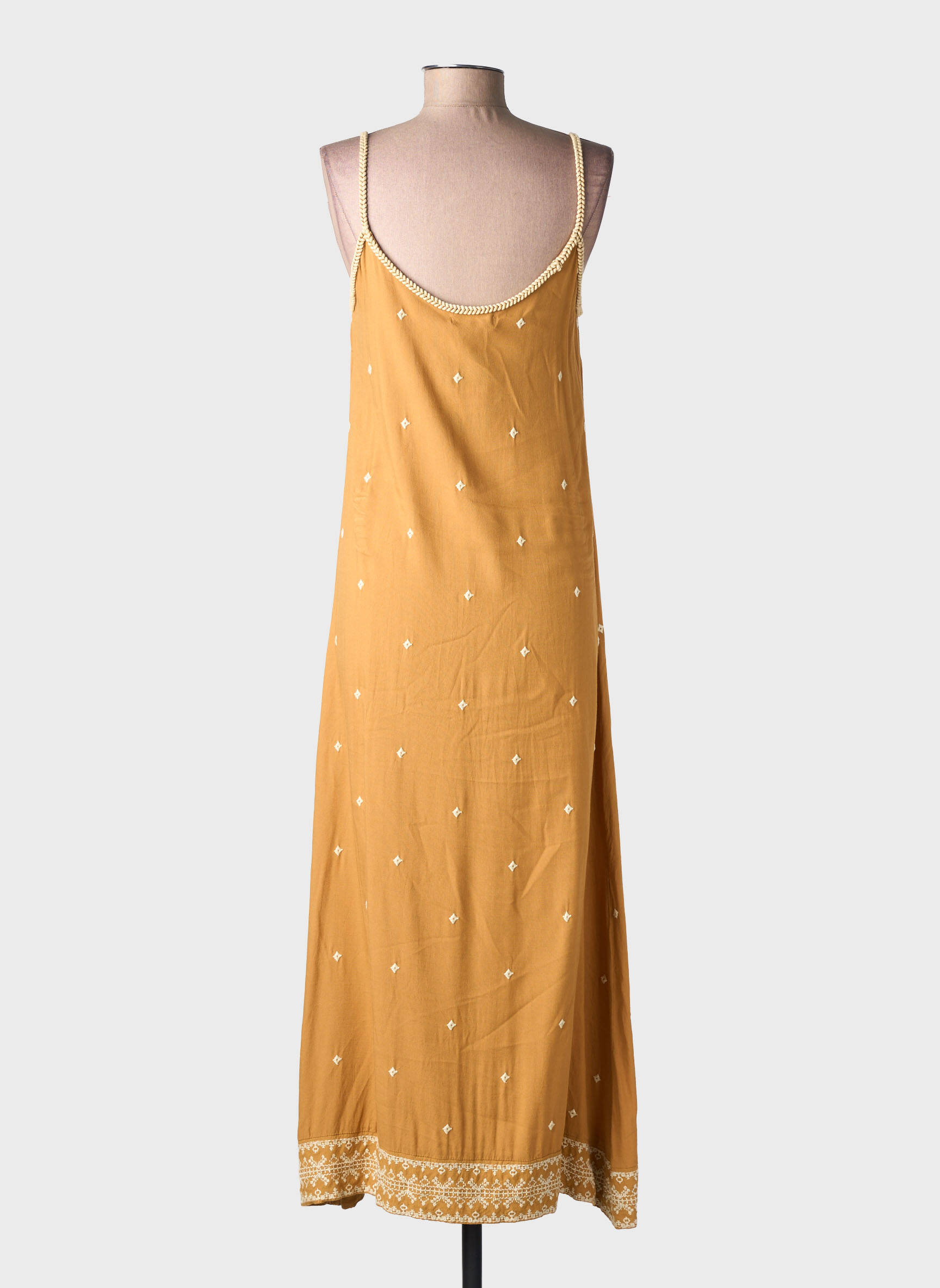 Robe longue coupe fluide fines bretelles jaune SURKANA femme