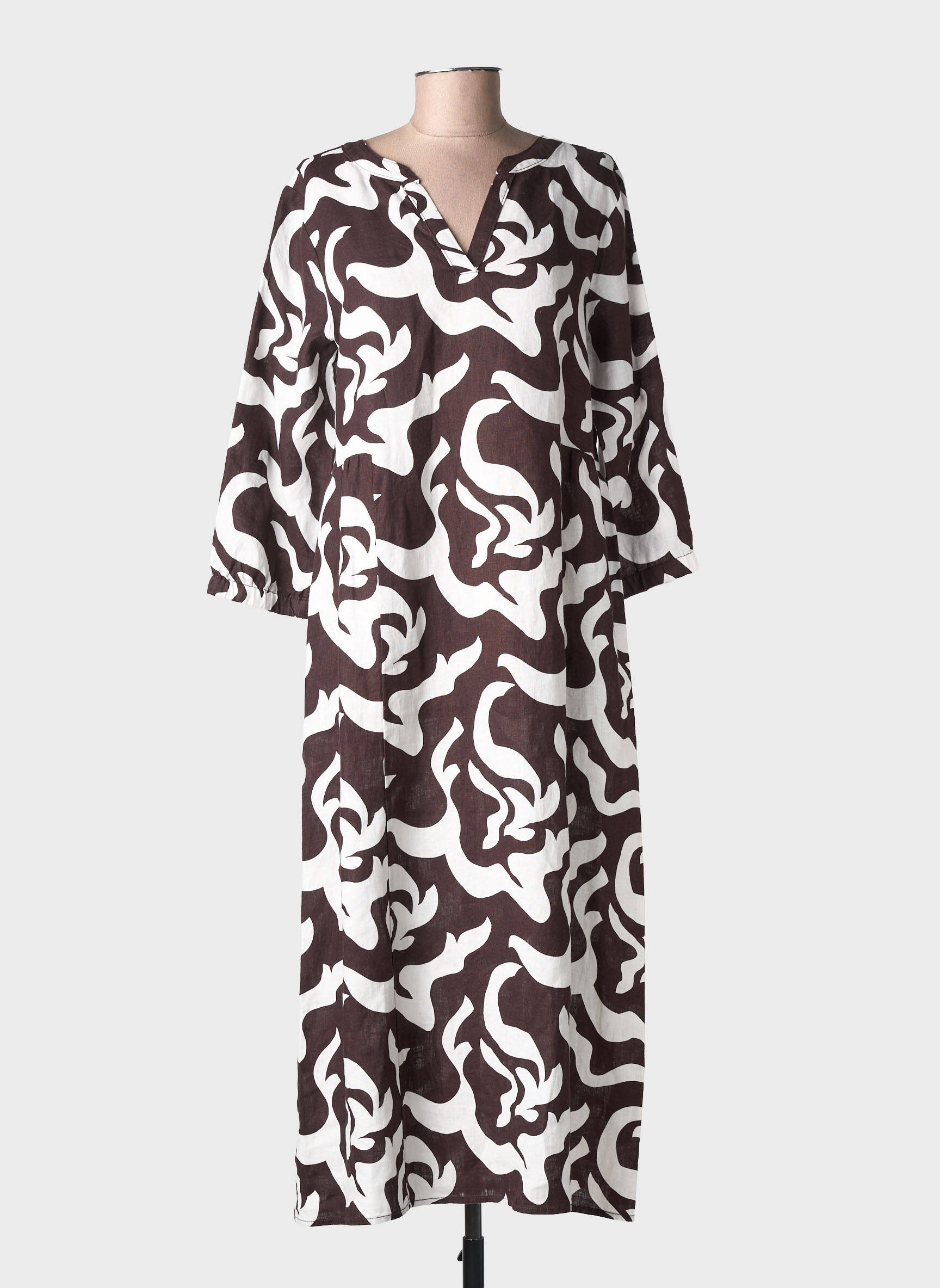 Robe longue imprimé fantaisie manches longues marron STREET ONE femme
