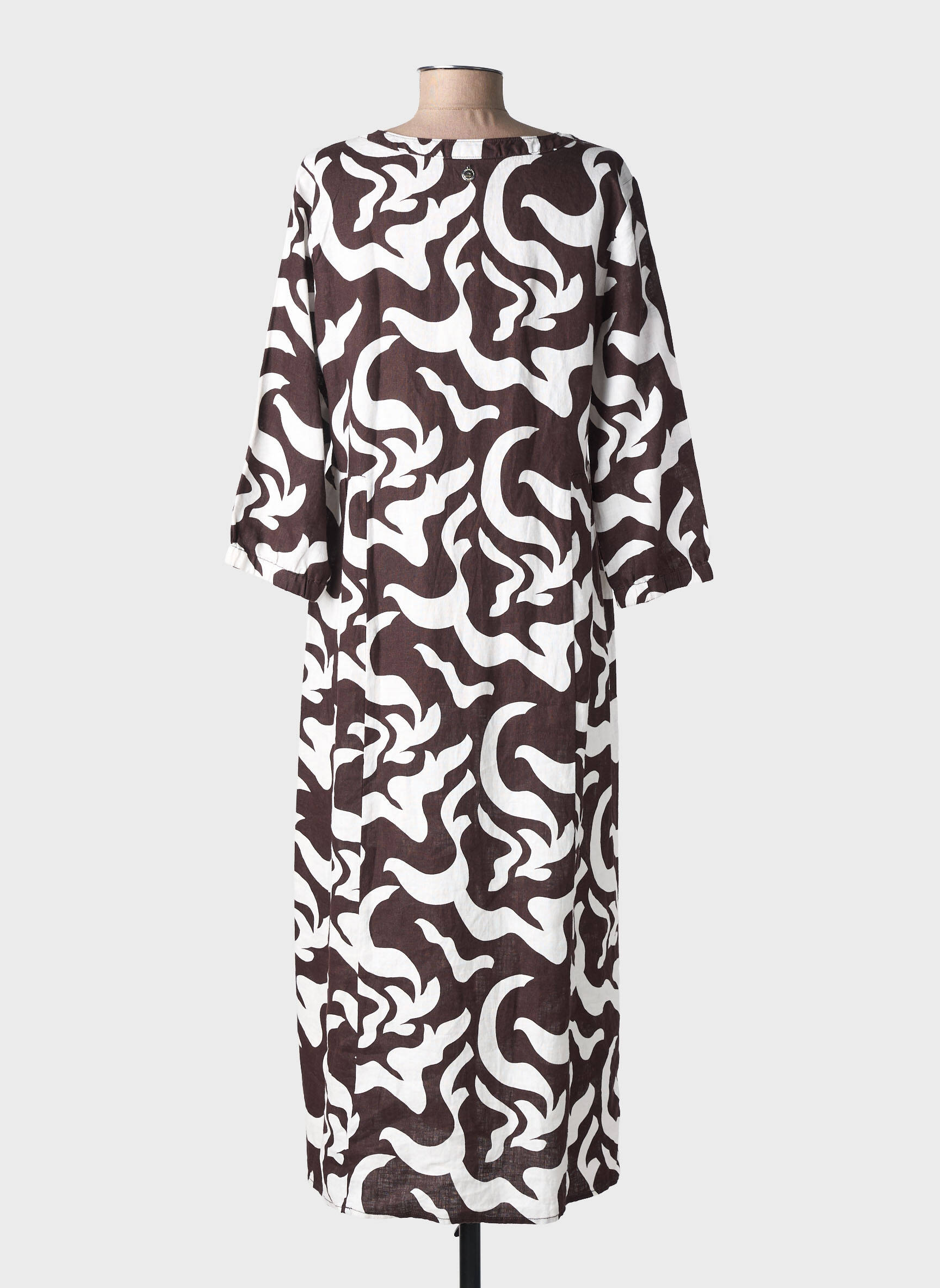 Robe longue imprimé fantaisie manches longues marron STREET ONE femme