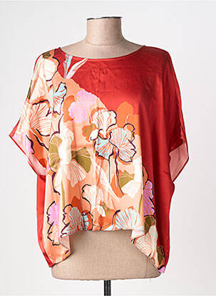 Blouse imprimé fleurs manches courtes marron SURKANA femme