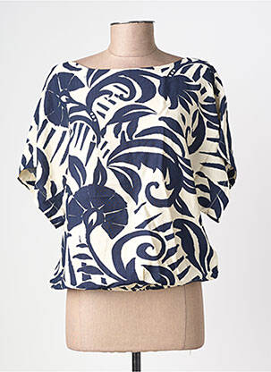 Blouse imprimé fantaisie manches courtes bleu GEISHA femme