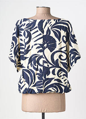 Blouse imprimé fantaisie manches courtes bleu GEISHA femme