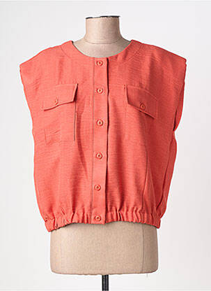 Veste casual col rond orange GEISHA femme