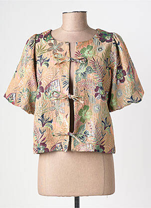 Veste casual col rond beige GEISHA femme