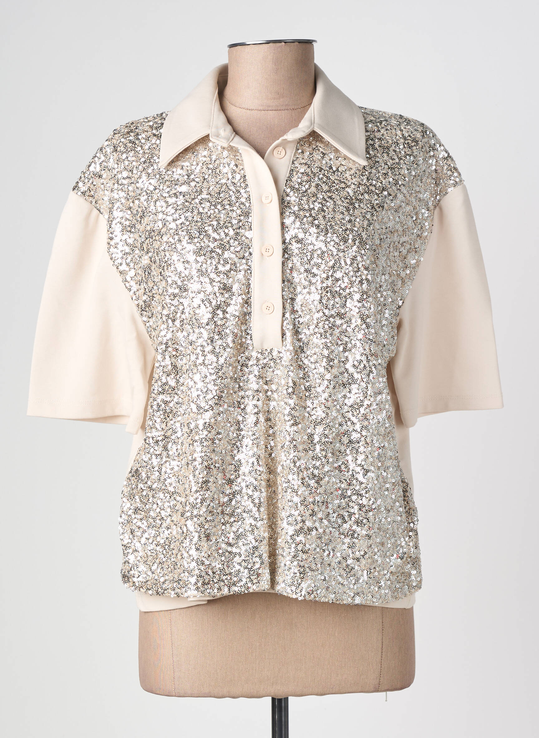 Top stretch manches courtes beige IMPERIAL femme