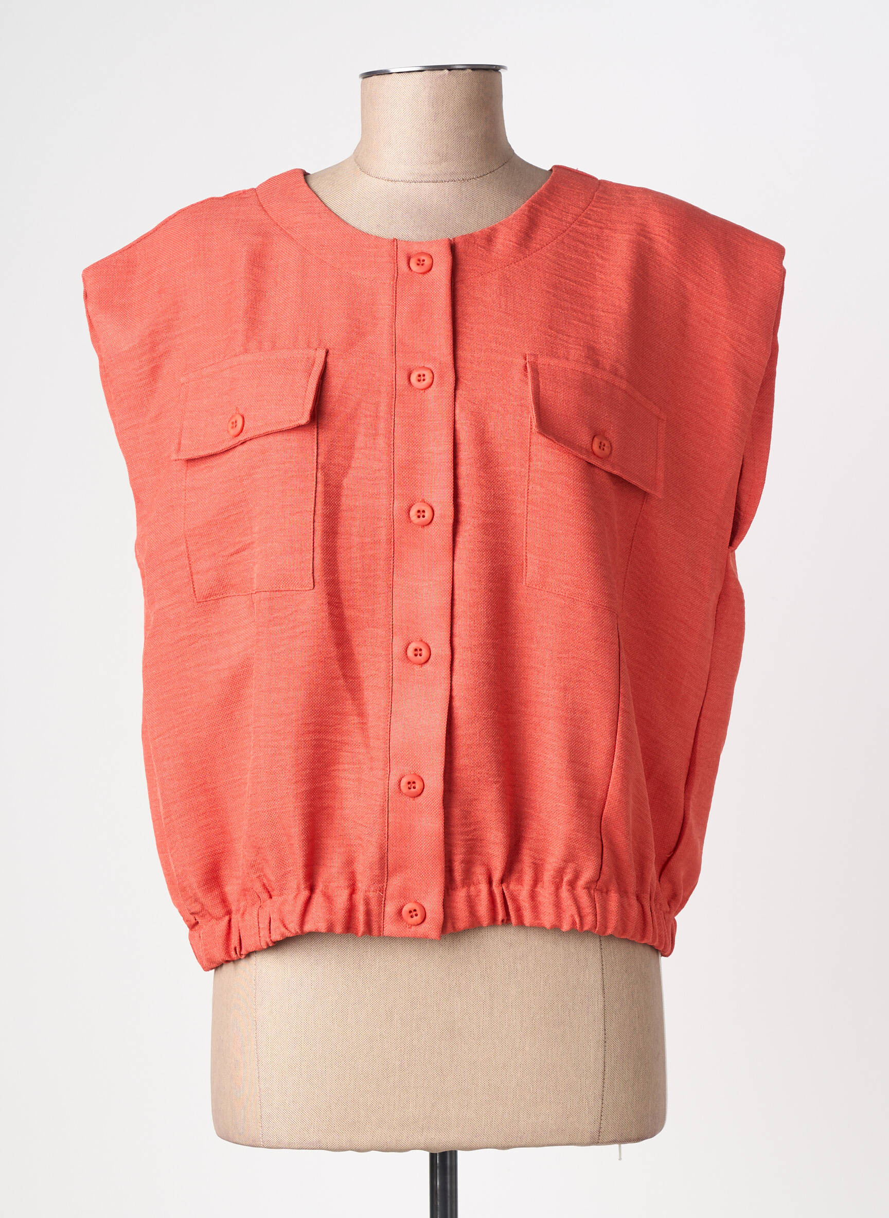Veste casual col rond orange GEISHA femme