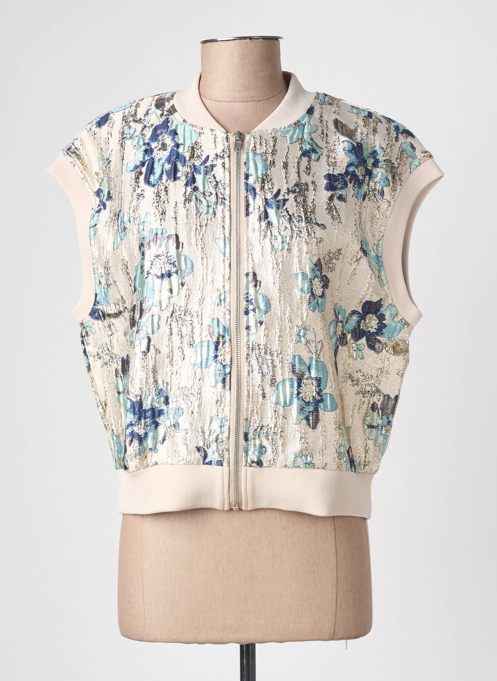 Veste casual col rond bleu GEISHA femme