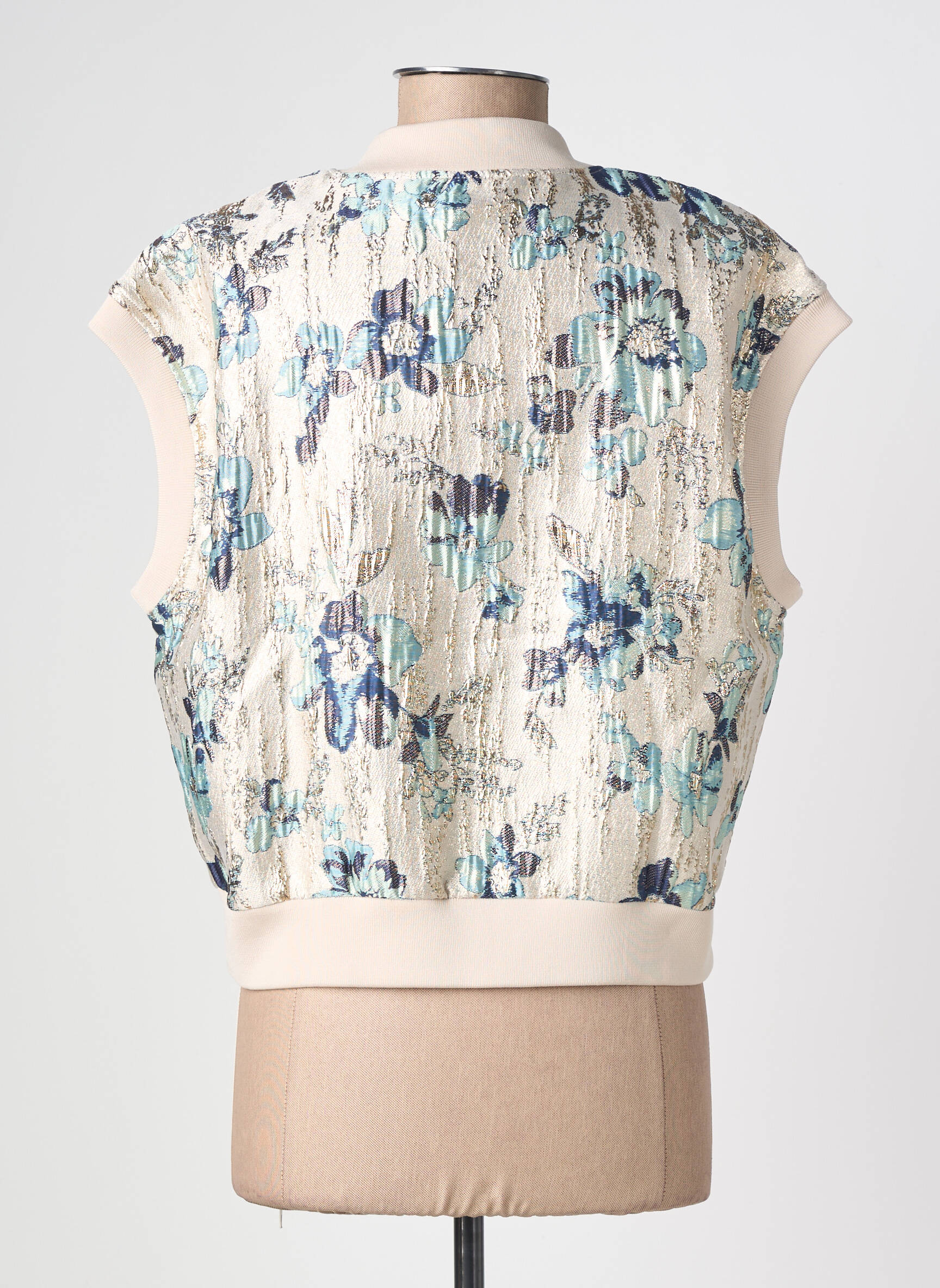 Veste casual col rond bleu GEISHA femme