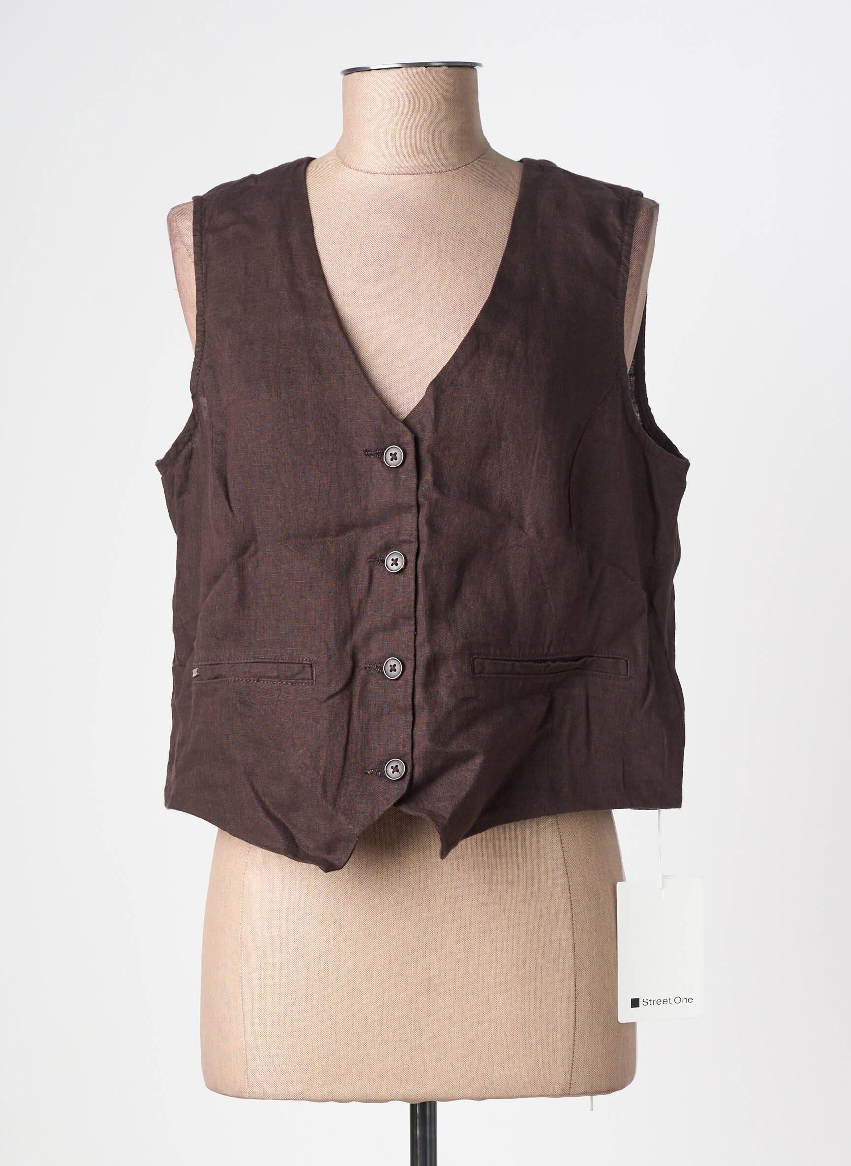 Gilet sans manche coupe cintrée marron STREET ONE femme