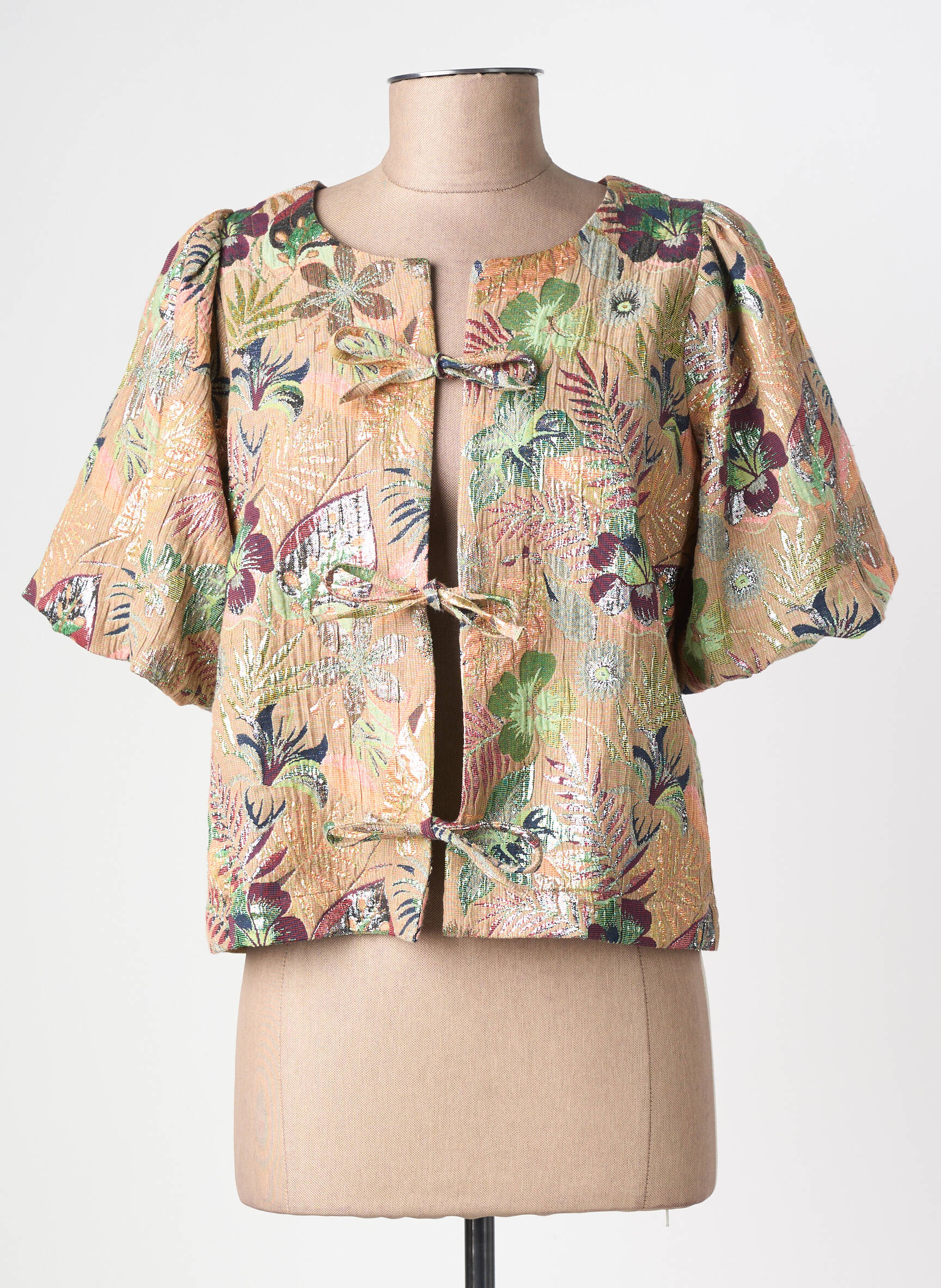 Veste casual col rond beige GEISHA femme