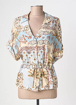 Blouse imprimé fantaisie manches courtes beige GEISHA femme