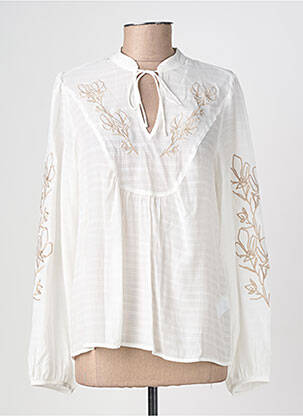 Blouse légère et transparente manches longues blanc GEISHA femme