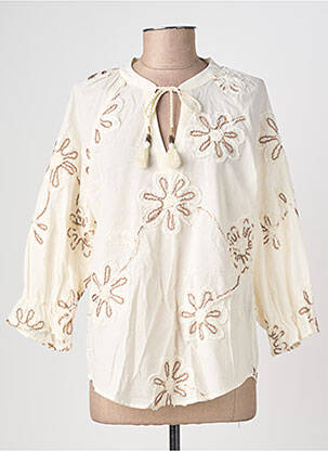 Blouse col rond manches 3/4 beige GEISHA femme