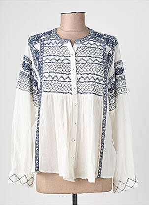 Blouse col rond manches longues bleu MAISON HOTEL femme