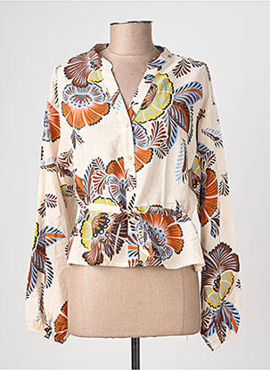 Chemisier coupe cintrée manches longues beige GEISHA femme