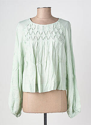 Blouse fermeture boutonnée au dos manches longues vert NEKANE femme