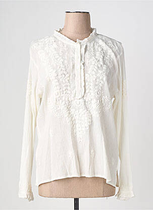 Blouse col rond manches longues blanc MAISON HOTEL femme