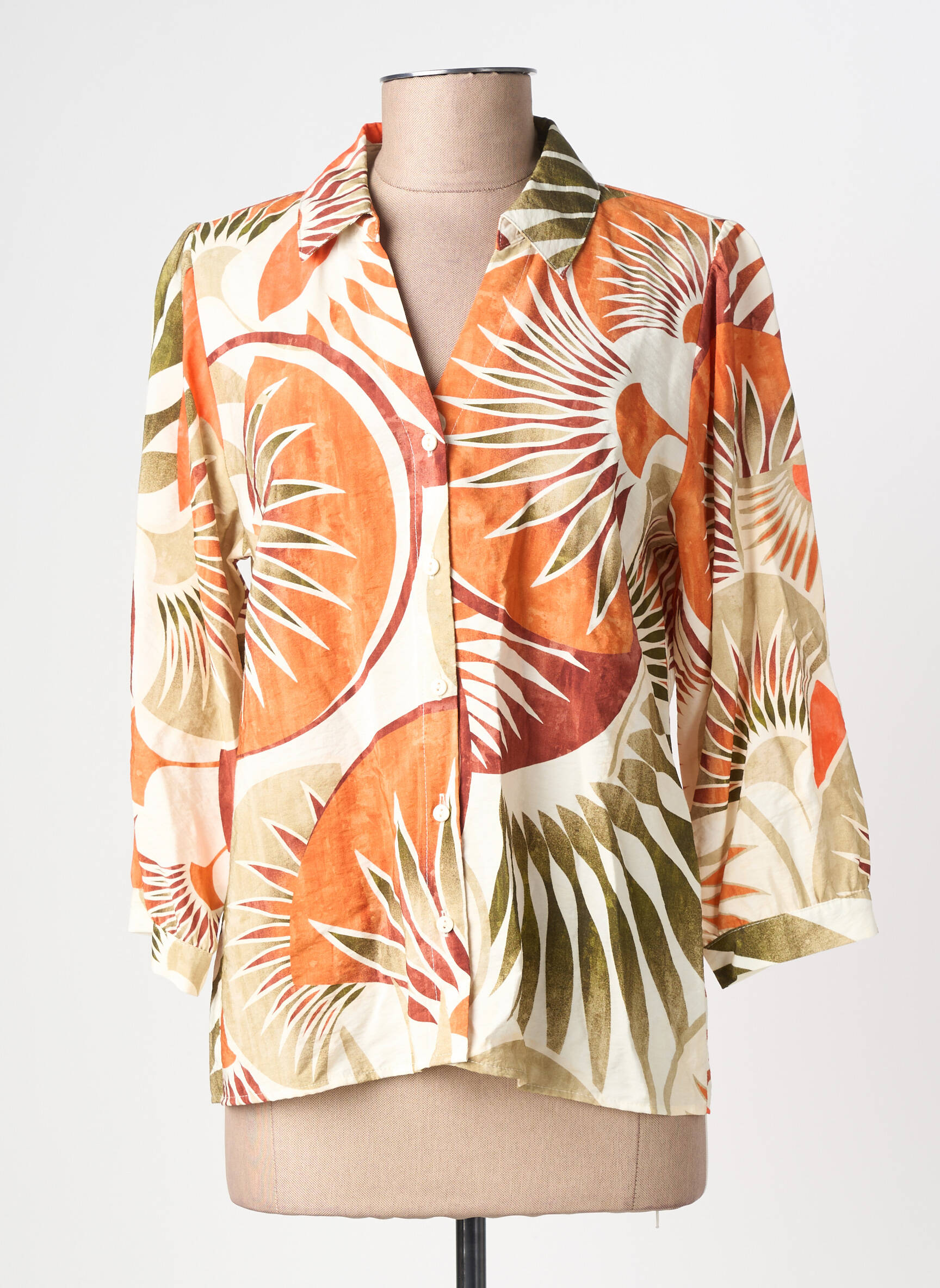 Blouse imprimé fantaisie manches 3/4 orange GEISHA femme