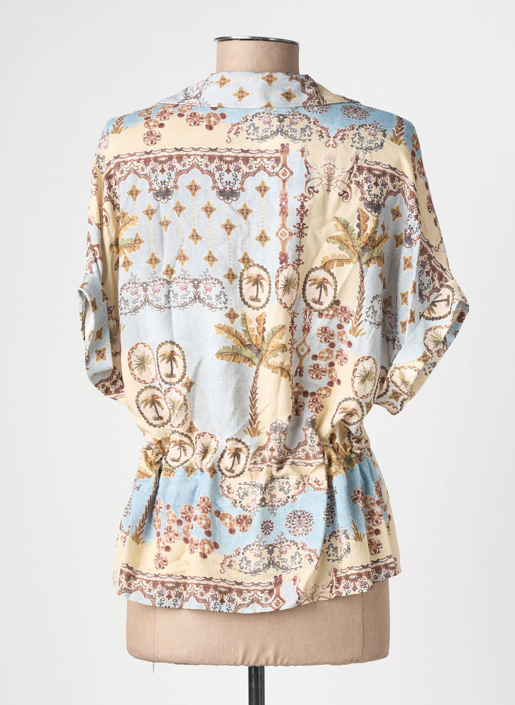 Blouse imprimé fantaisie manches courtes beige GEISHA femme