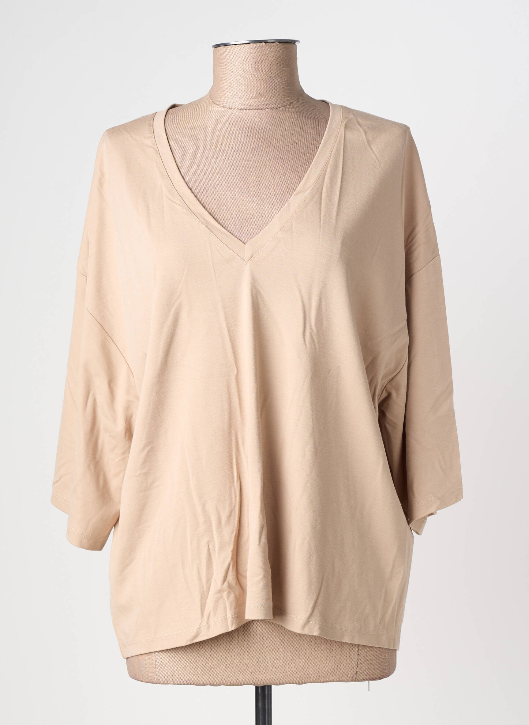 Top coupe fluide manches 3/4 beige IMPERIAL femme