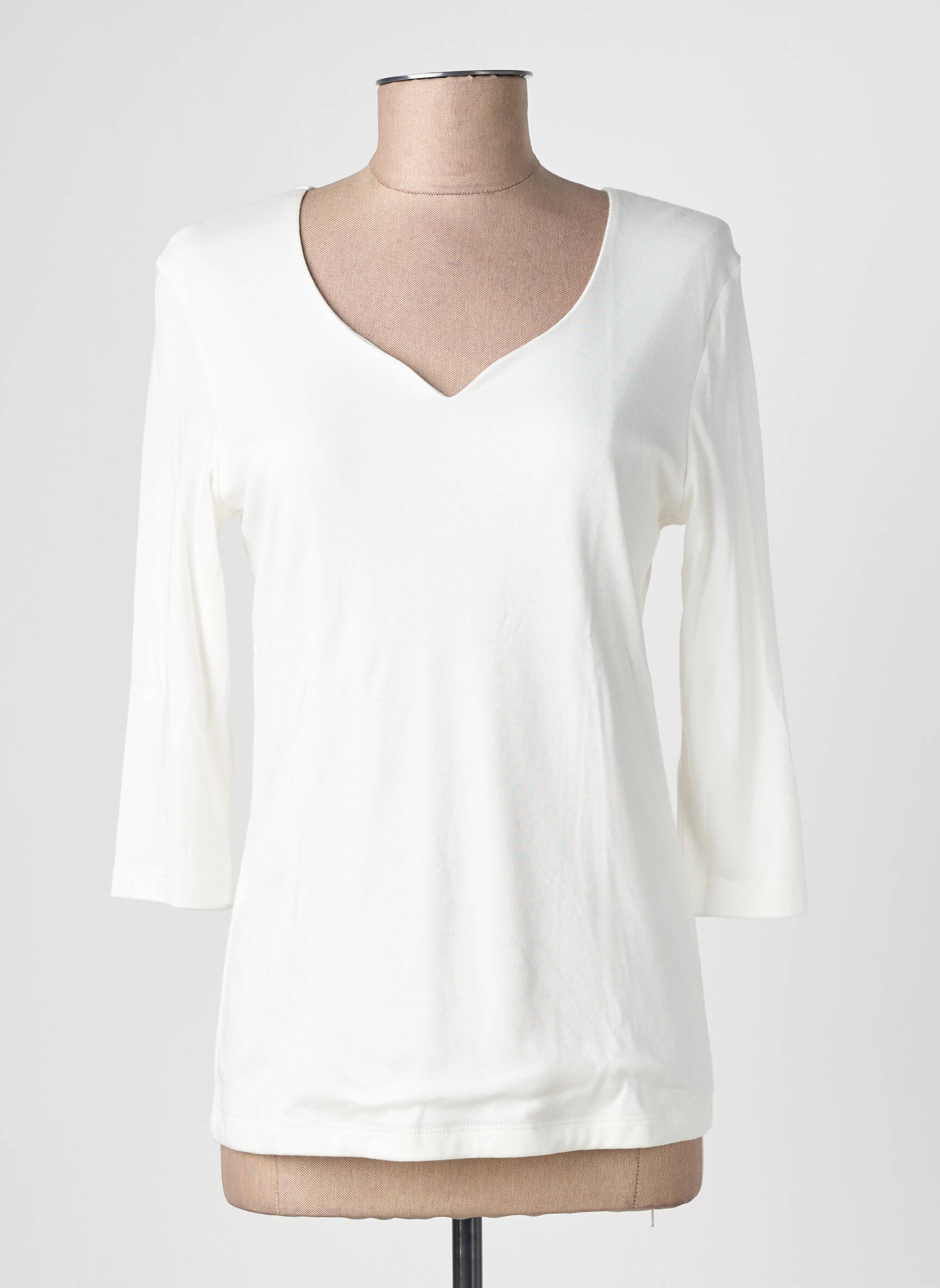 Top coupe cintrée manches 3/4 blanc STREET ONE femme