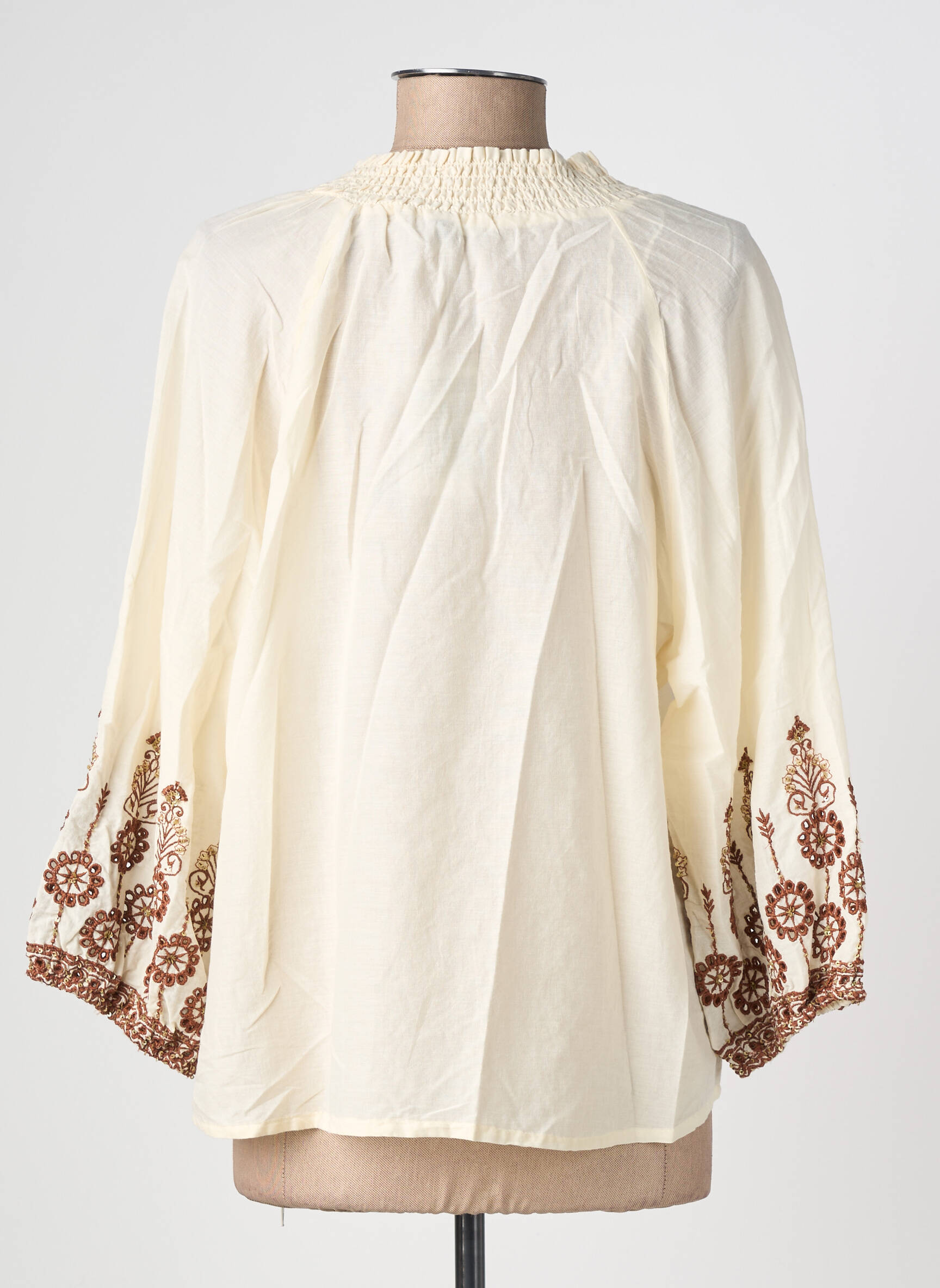 Blouse manches 3/4 manches 3/4 beige GEISHA femme