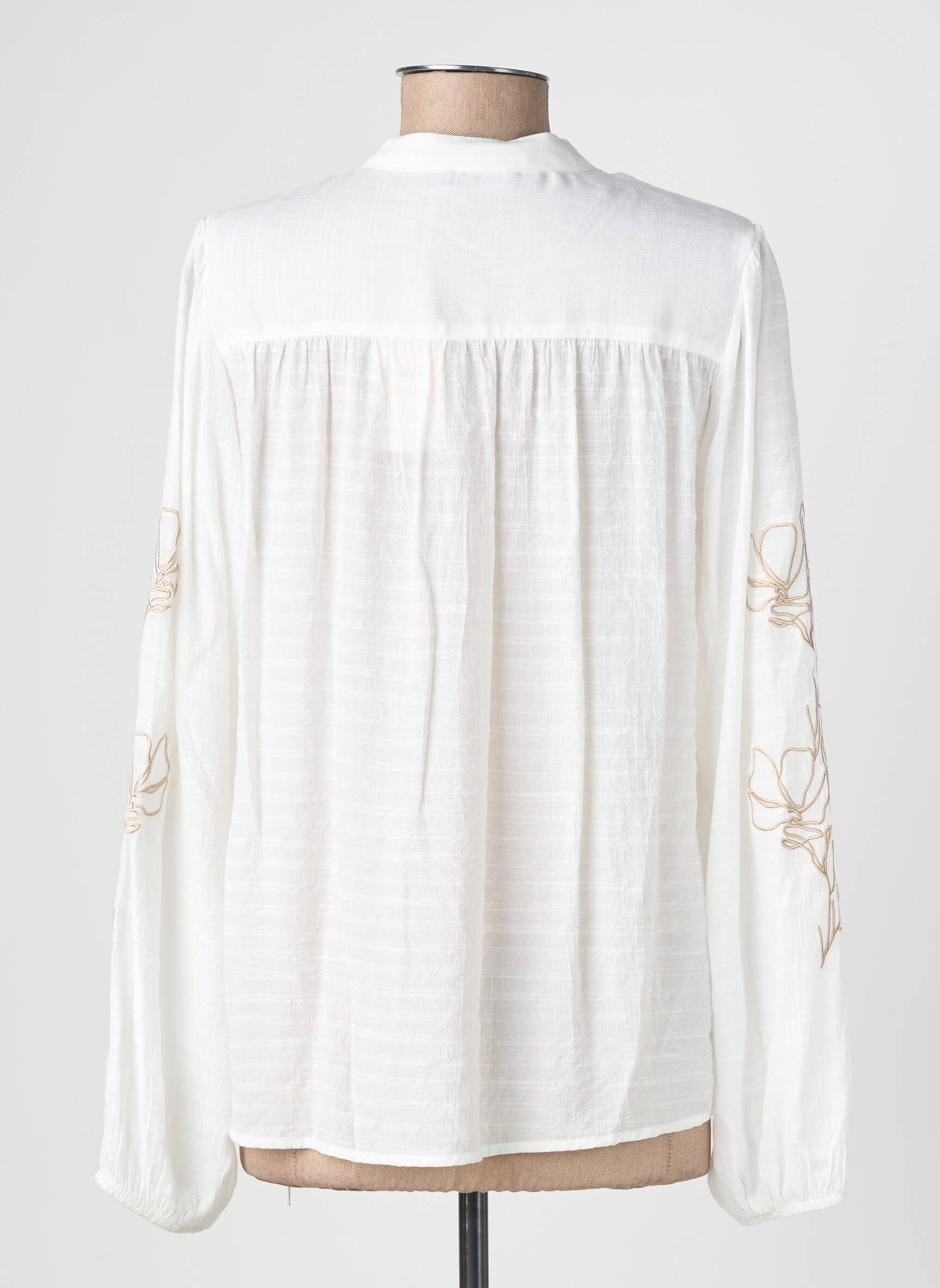 Blouse légère et transparente manches longues blanc GEISHA femme