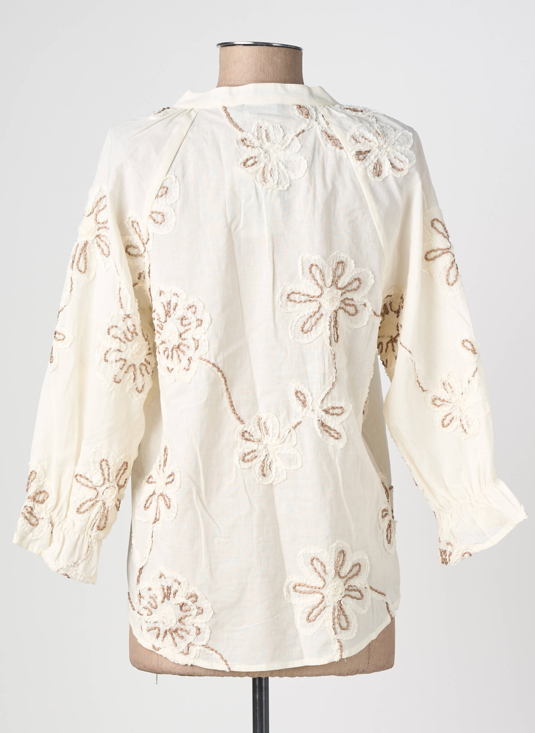 Blouse col rond manches 3/4 beige GEISHA femme