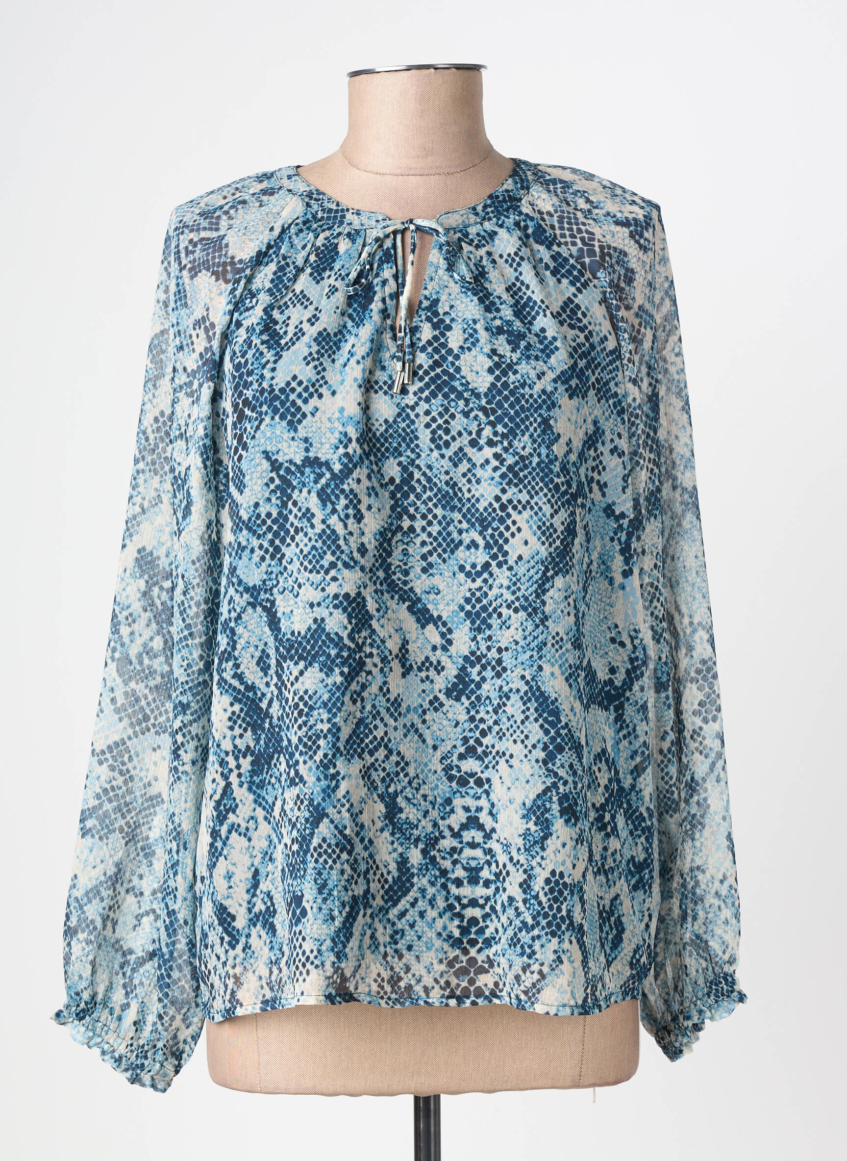 Blouse légère et transparente manches longues bleu STREET ONE femme
