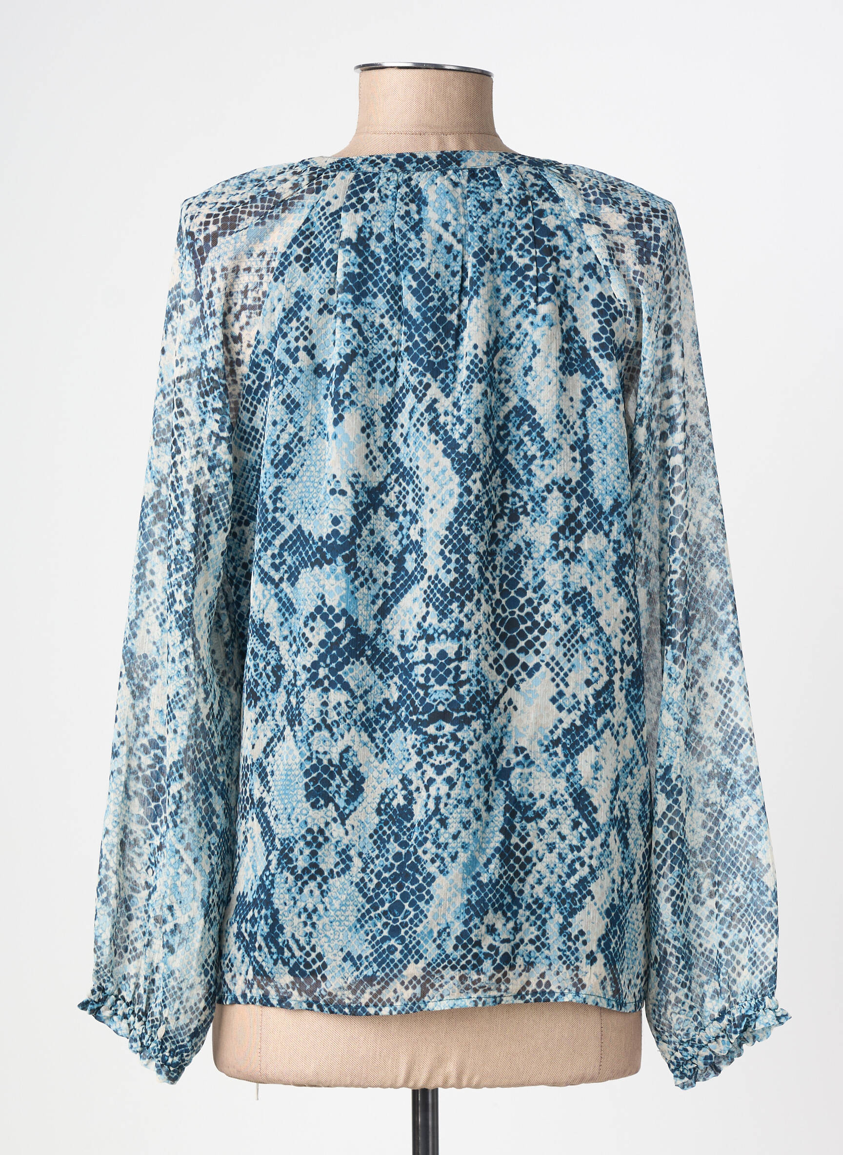 Blouse légère et transparente manches longues bleu STREET ONE femme