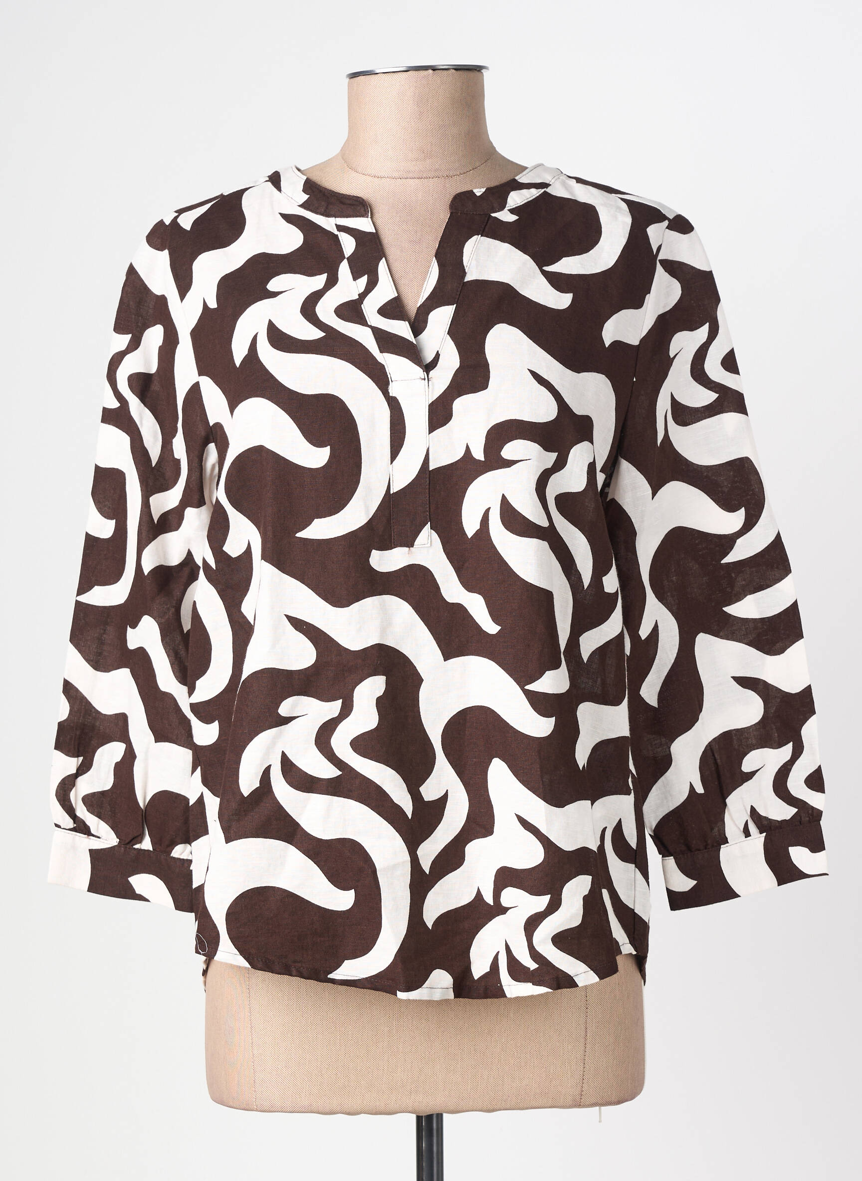 Blouse imprimé fantaisie manches 3/4 marron STREET ONE femme