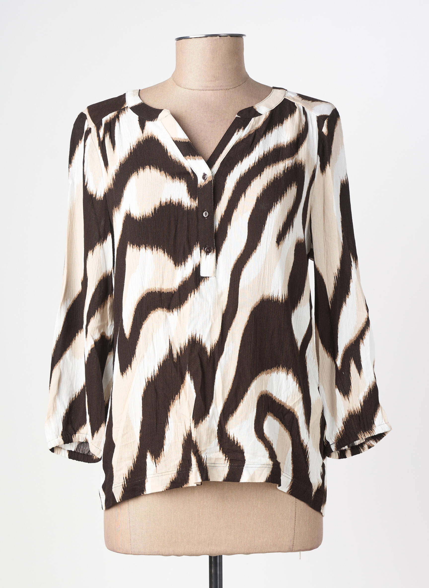 Blouse imprimé fantaisie manches 3/4 marron STREET ONE femme