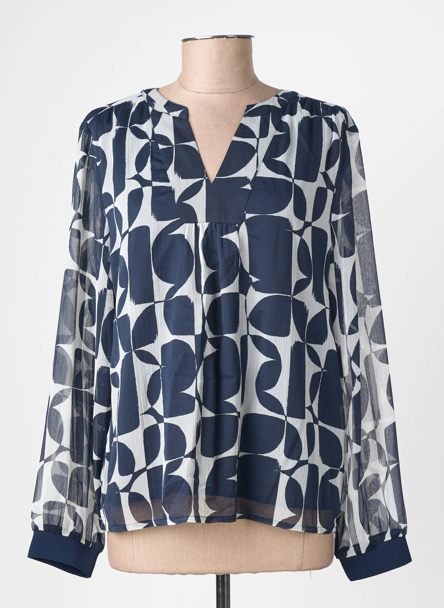 Blouse légère et transparente manches longues bleu STREET ONE femme