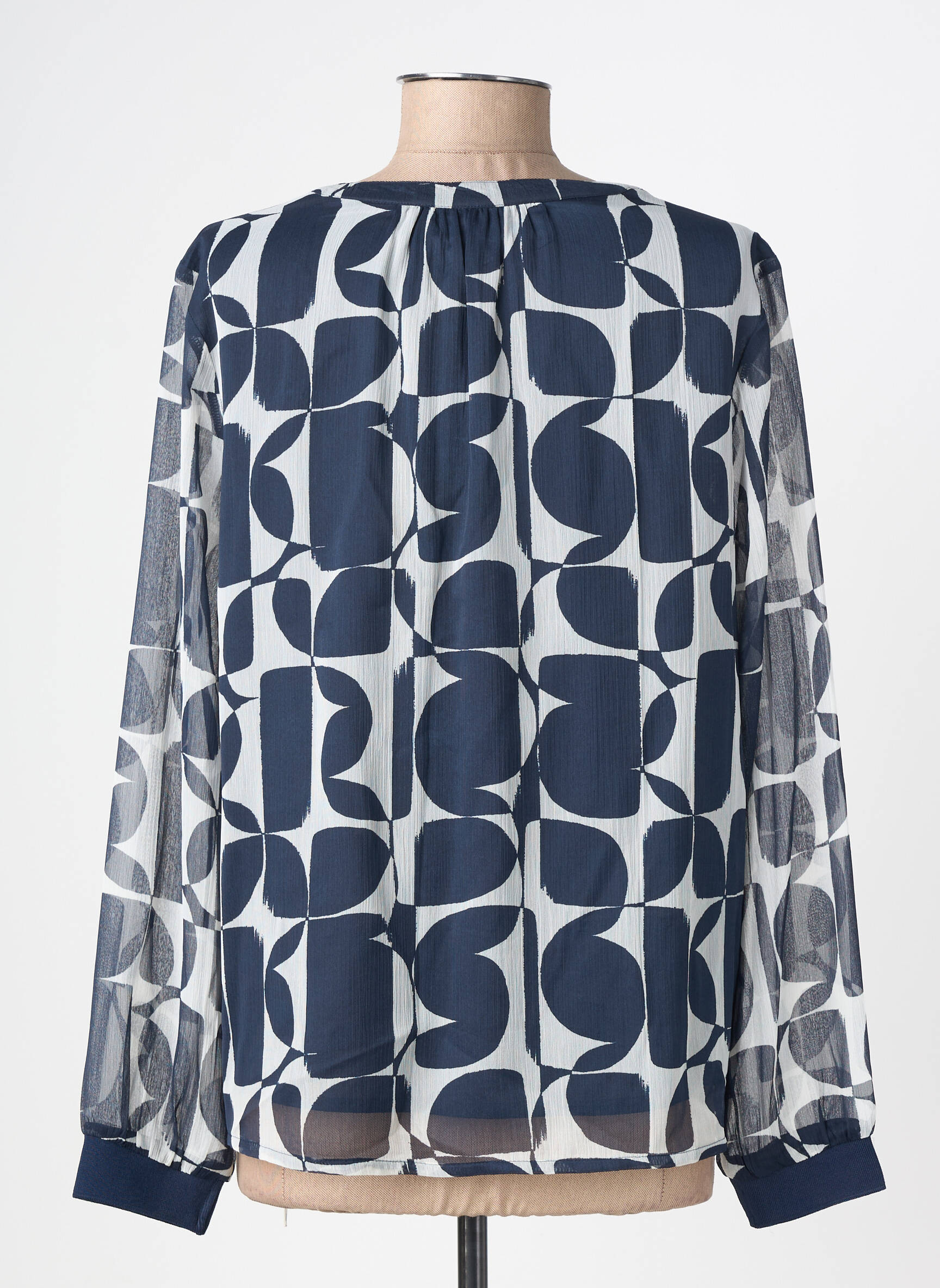 Blouse légère et transparente manches longues bleu STREET ONE femme