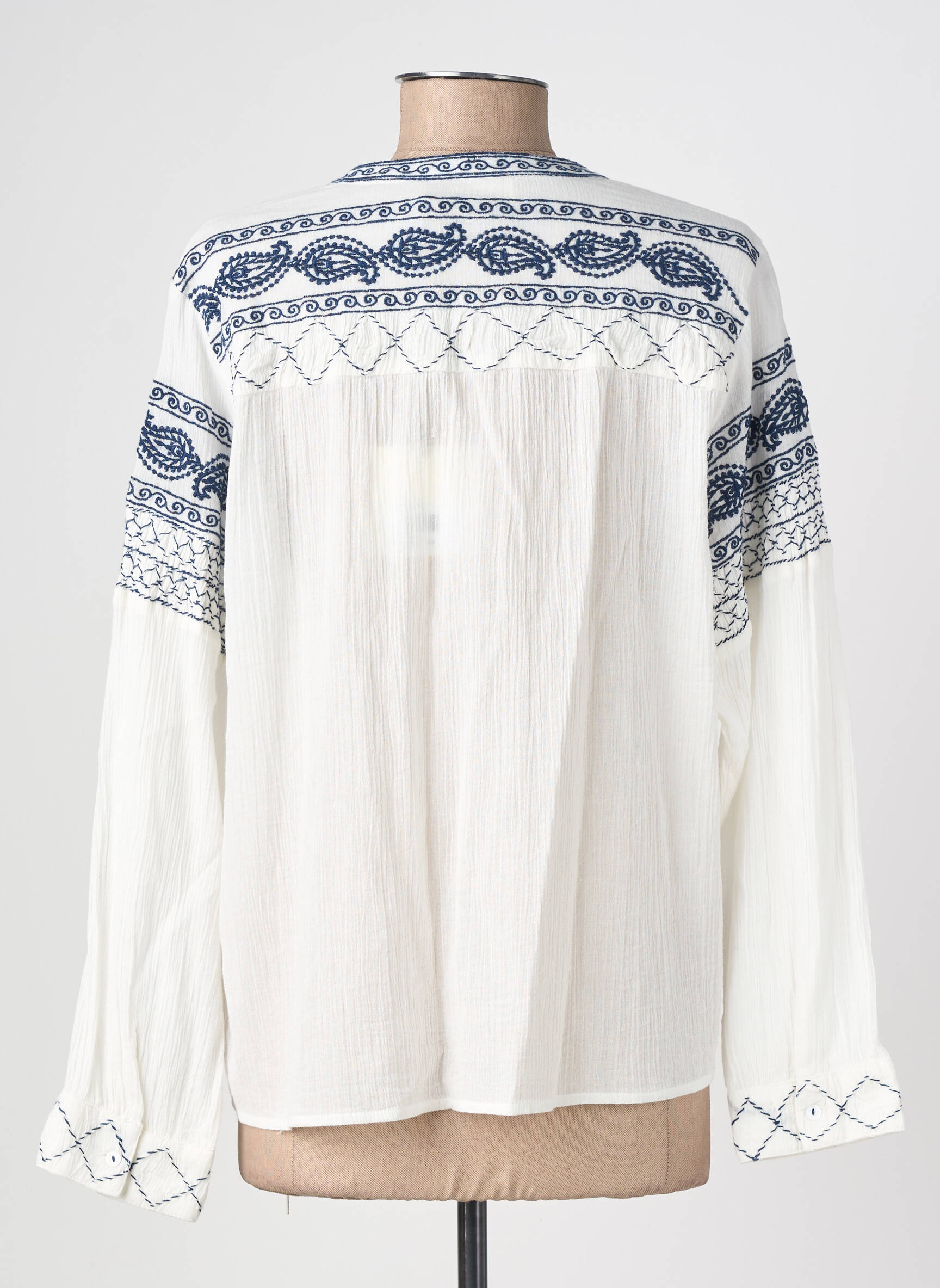 Blouse col rond manches longues bleu MAISON HOTEL femme