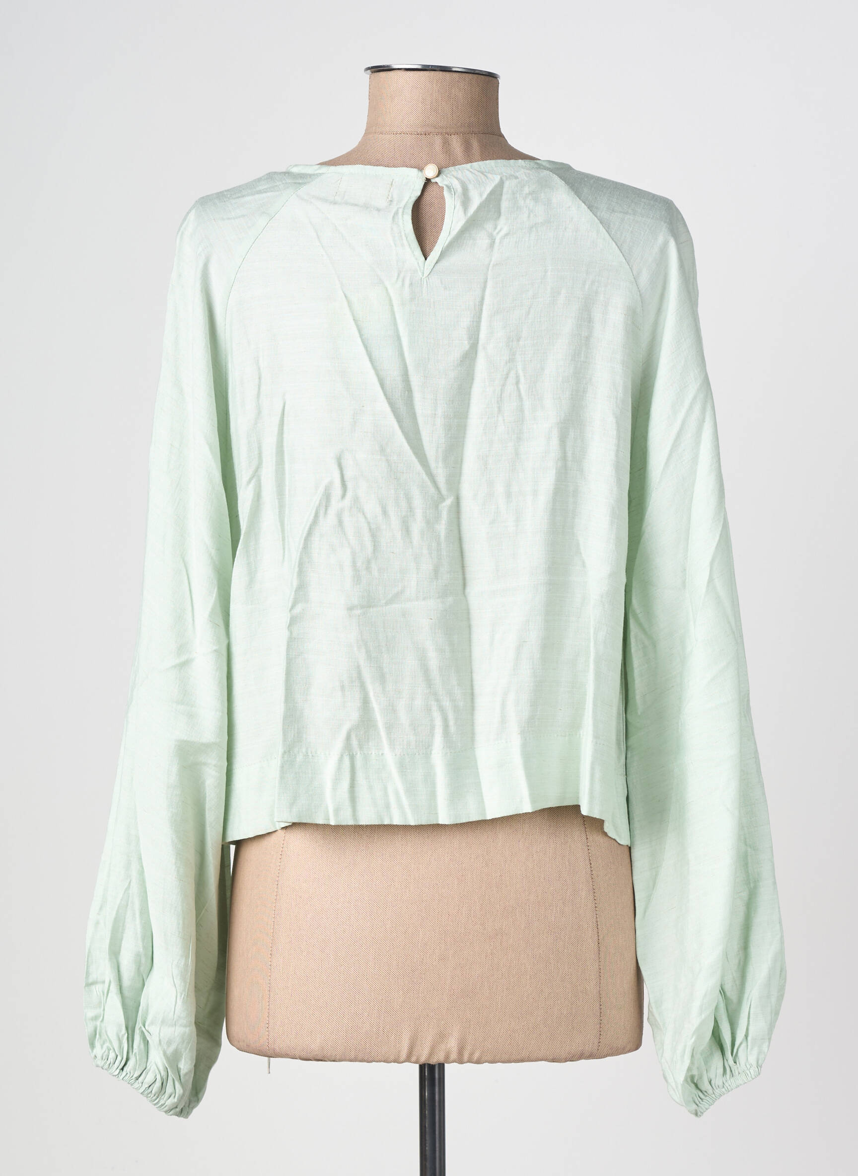 Blouse col rond manches longues vert NEKANE femme