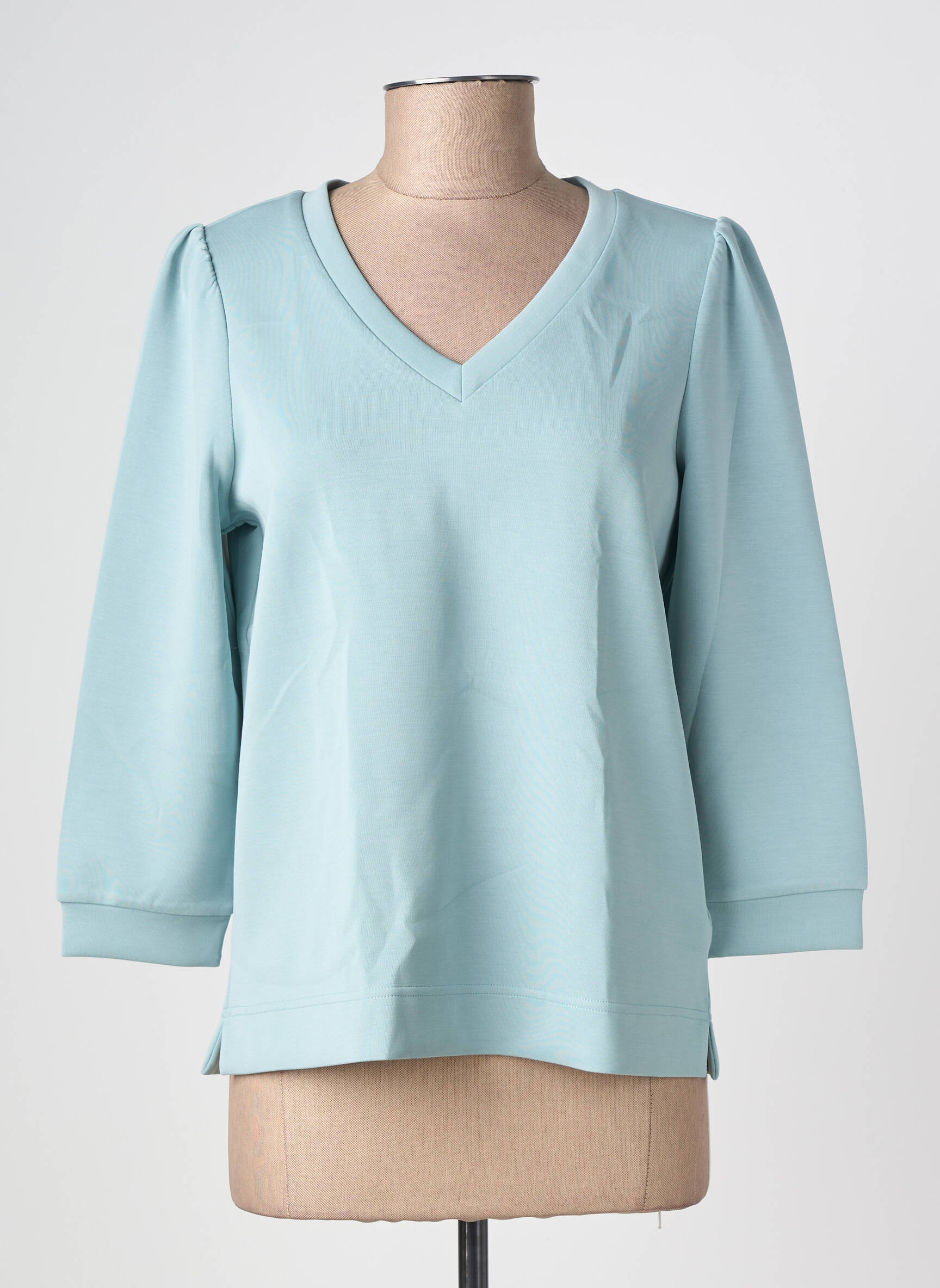 Top col v manches 3/4 bleu STREET ONE femme