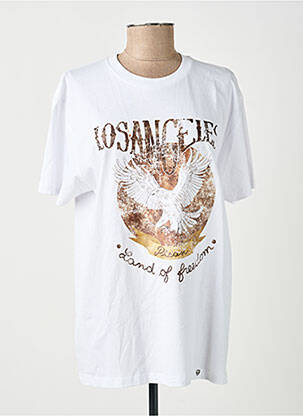 T-shirt sérigraphie floquée manches courtes blanc PLEASE femme