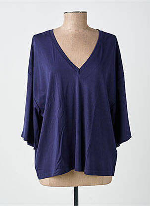 Top coupe fluide manches 3/4 bleu IMPERIAL femme