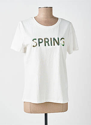 T-shirt coupe droite manches courtes blanc GEISHA femme