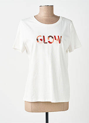 T-shirt stretch manches courtes blanc GEISHA femme